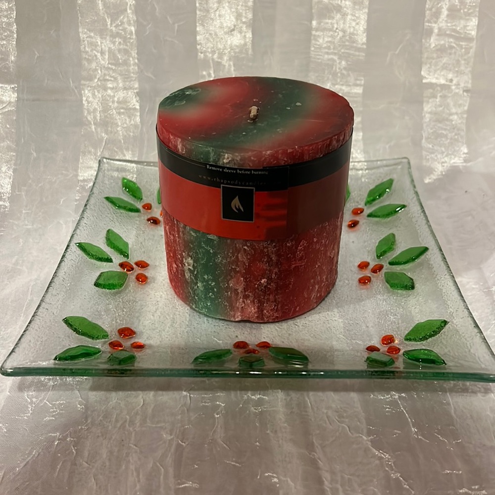 Holiday Candle & Trivet Dish